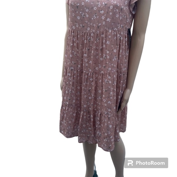 Ditsy print light brown mini dress - Picture 7 of 10